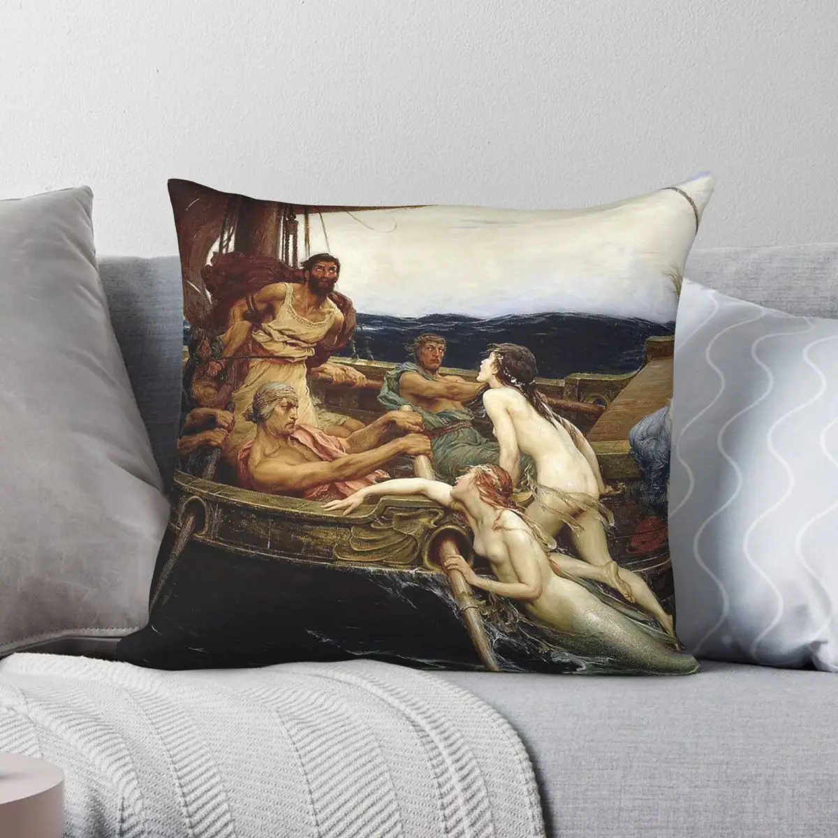 Ulysses And The Sirens Waterhouse Square Pillowcase Polyester Linen Velvet Printed Zip Decorative Pillow Case Room Wholesale