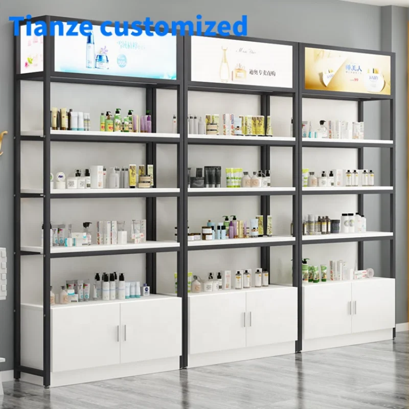 （customized）Factory Price Perfume Makeup Display Shelf  Modern Furniture Cosmetic Shop Wooden Beauty Salon Storage Shelf Rac