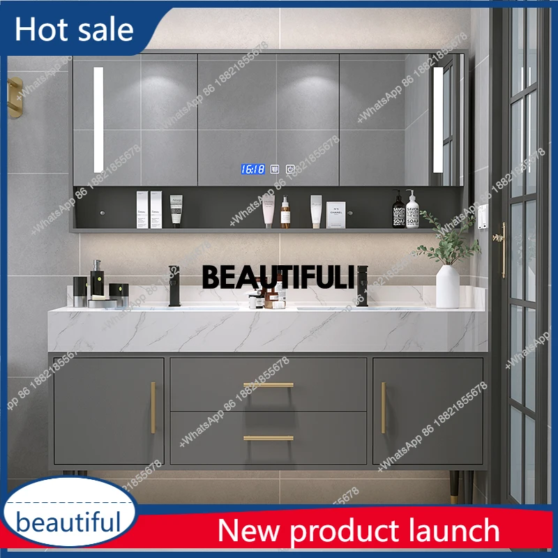 

A13 Шкаф для ванной комнаты Умывальник Комбинация ванной комнаты Простая бытовая мебель для туалета Твердая ванная комната Современный туалетный столик с раковиной 24