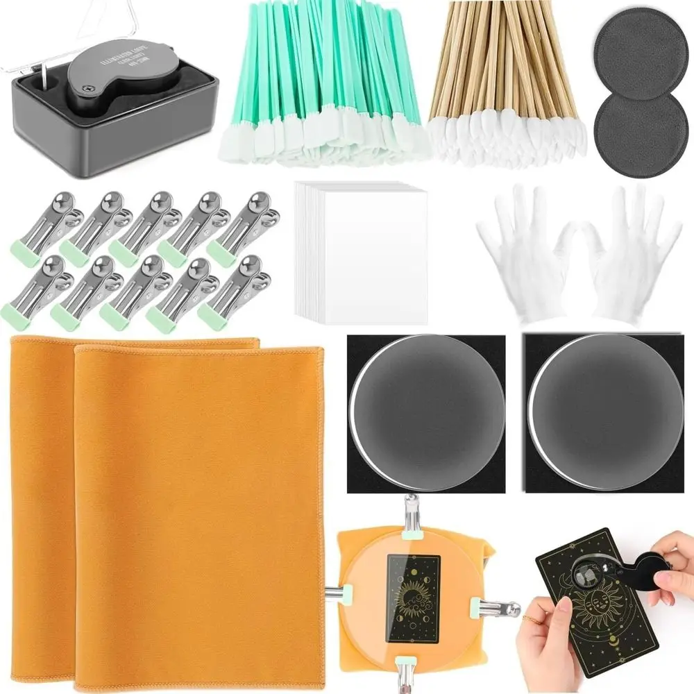 

221pcs Precision Support Card Flattening Kit Clear Acrylic Rounds Accessory Kit Card Cleaning Kit Portable