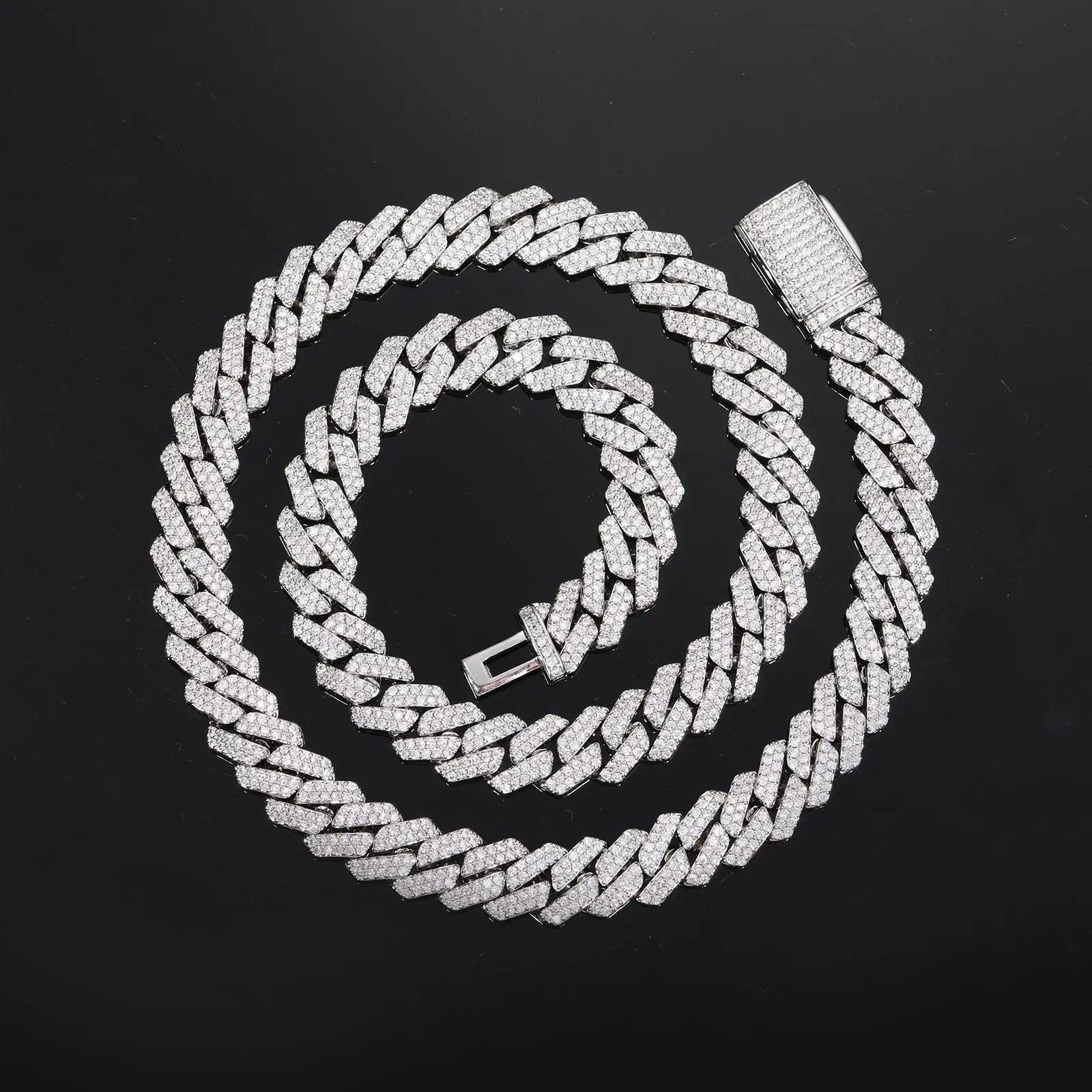 Available for single wear or stacking, 8mm Single Row Diamond Necklace, PT950 Platinum unisex design matched with artificial