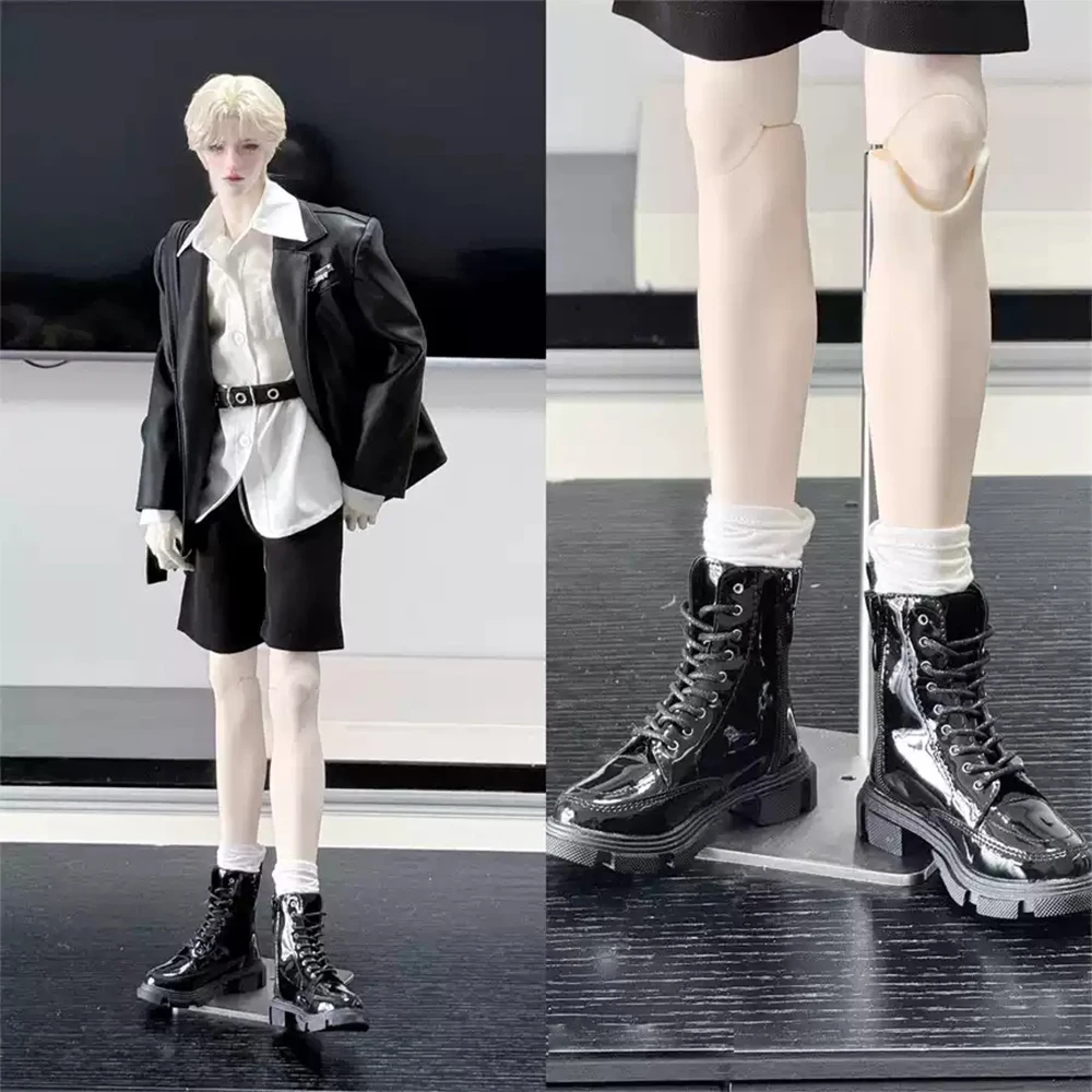 

D09-P796 детская игрушка ручной работы дядя ID75 BJD/SD кукольная обувь черного цвета, ботинки на молнии на шнуровке, 1 пара