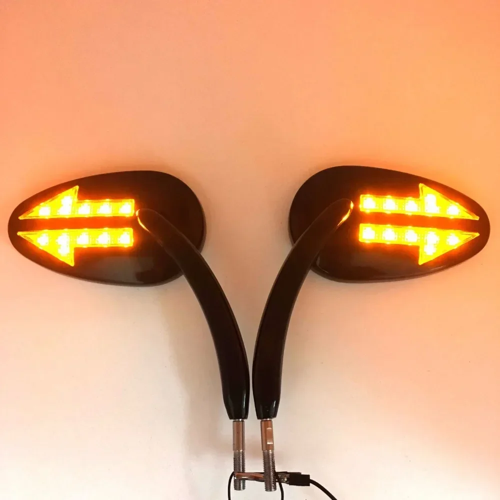 Aftermarket Motor Parts Integrated Arrow LED Turn Signals Side Mirrors For 1997-Later Harley Davidson Model BLACK