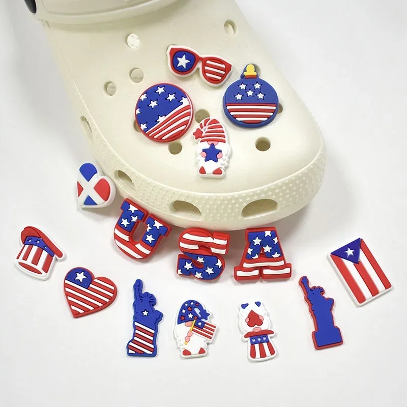 PVC Shoe Charms Shoe Accessories USA Shoe Decoration Buckles Accessories for Clog Sandals X-mas Gifts  Buckle