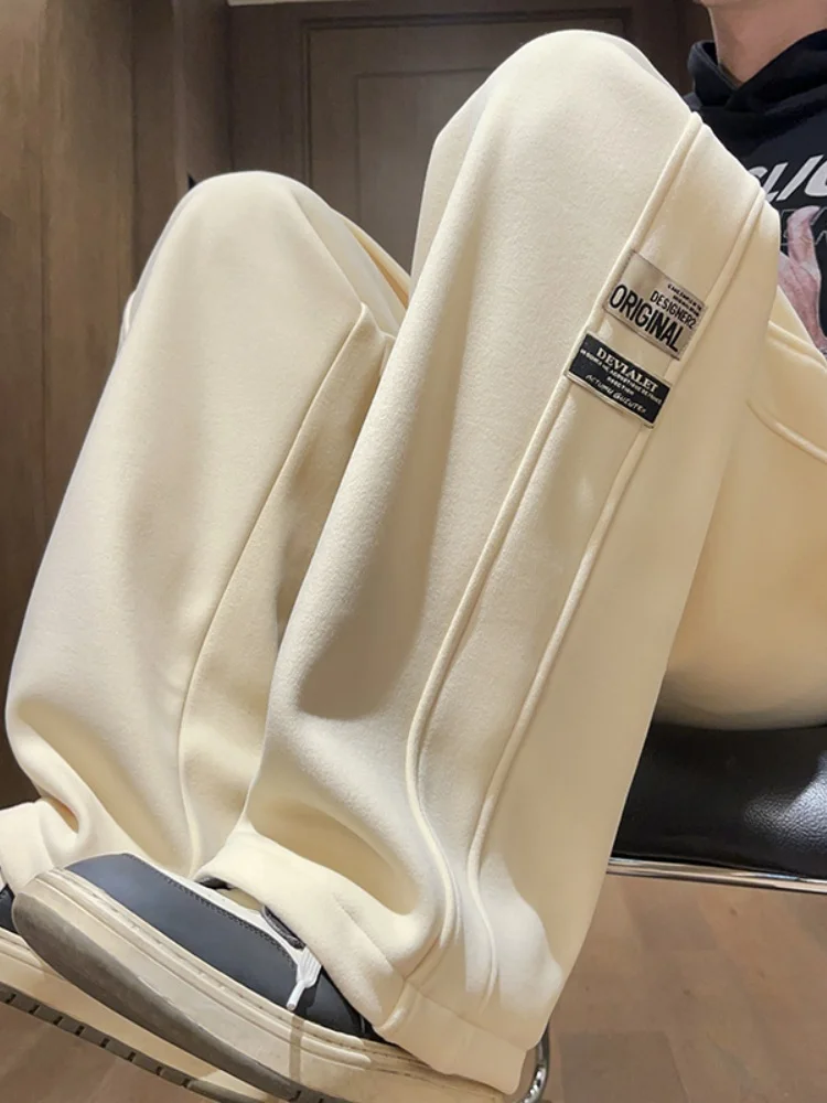 

Мужские прямые спортивные брюки оверсайз в американском ретро-стиле, повседневные спортивные штаны, широкие брюки свободного кроя, весна-осень