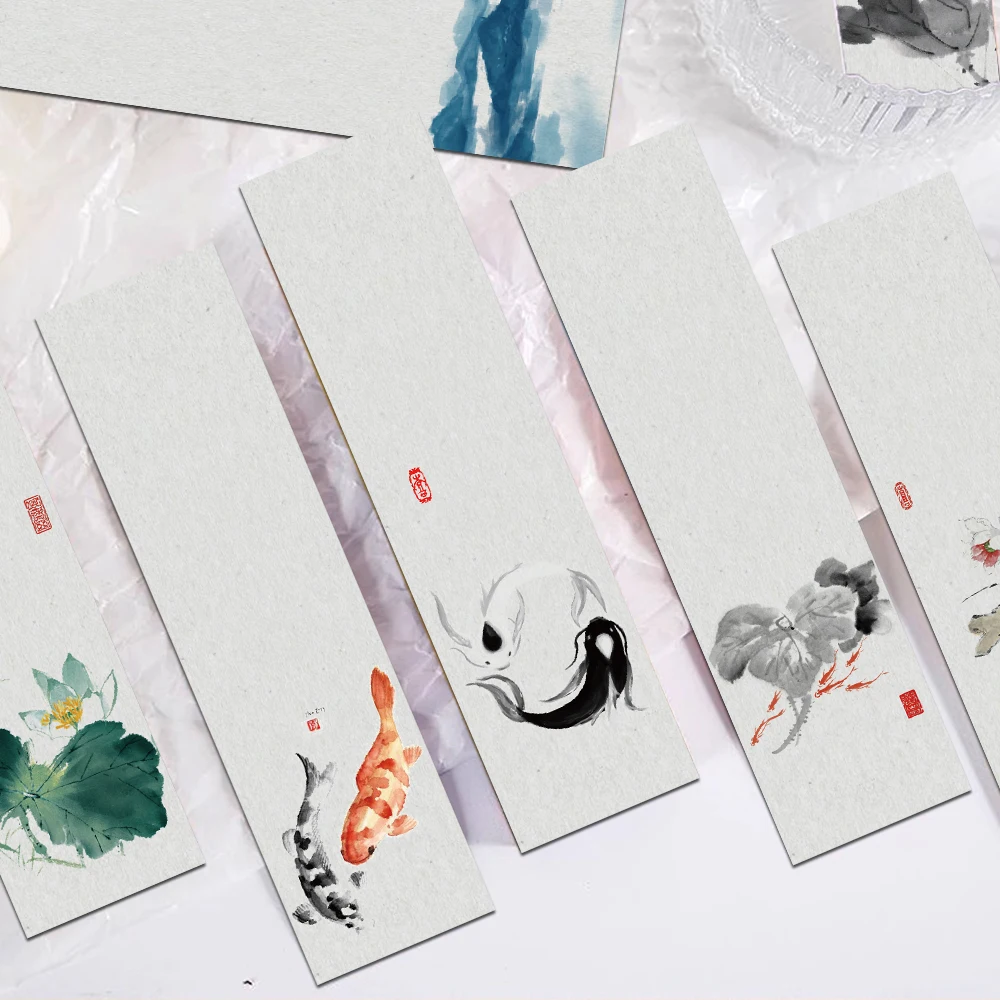 30pcs Chinese Style Ink Bookmarks Reading Pages Books Labeling Students Stationary Supplies Aesthetic Bookmarks Paper Cards