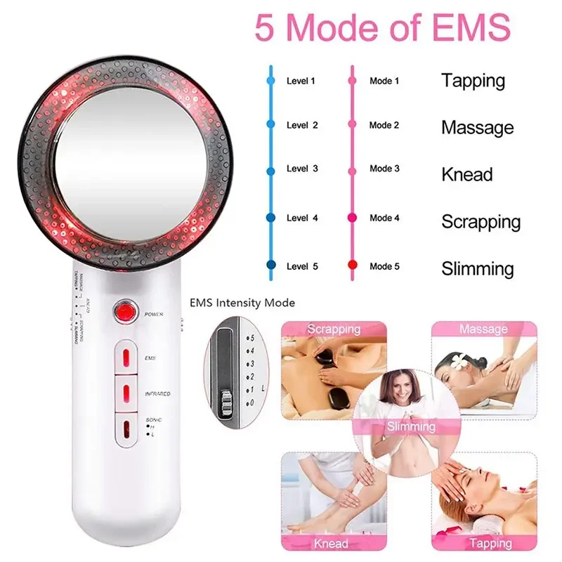 Ultrasound Cavitation Lipo Fat Burner Machine Galvanic Infrared Weight Loss Slimming Facial Lifting EMS Body Shape Massager