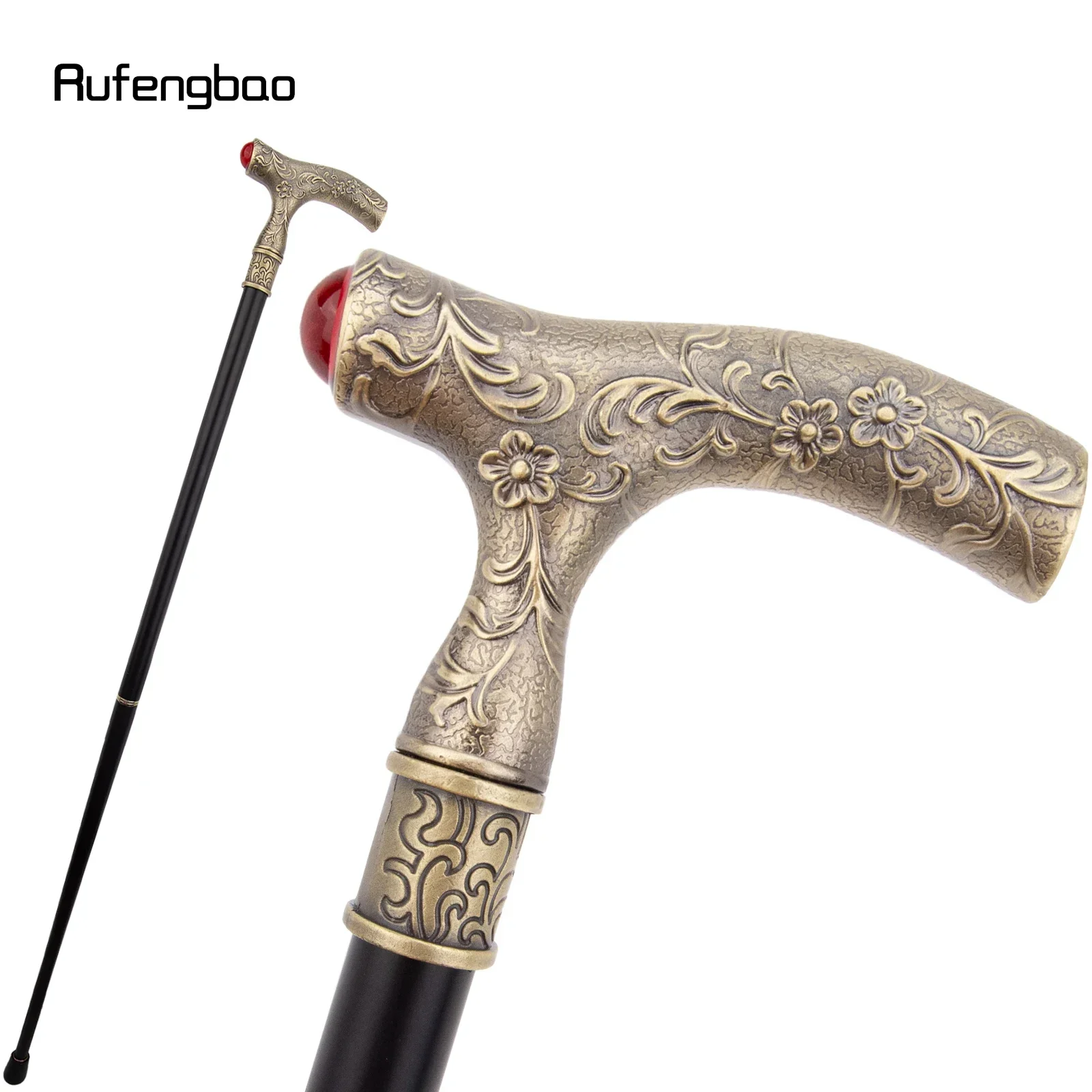 Rode Diamant Koperen Bloem Bal Mode Stok Decoratieve Stok Cospaly Vintage Party Modieuze Wandelstok Crosier 92cm