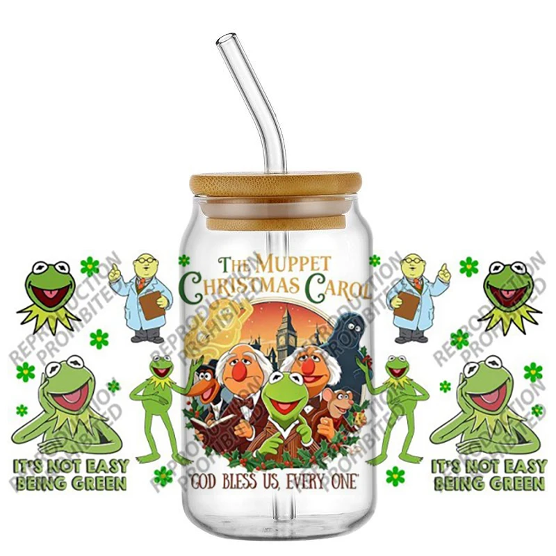 Hotsale Popular The Muppet Show Kermit the Frog 16oz UV DTF 3D Transfer Sticker Decal For Glass Can Cup Craft DIY Gift Creative view 3