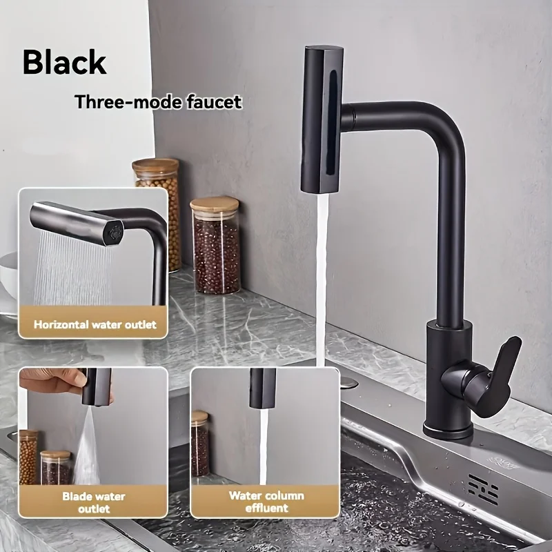 

Роскошный трехходовой смеситель, 1 шт., трехрежимный дизайн горячей и холодной водопада с впускной трубой G1-2, 23,62 дюйма — стильный роскошный смеситель для раковины