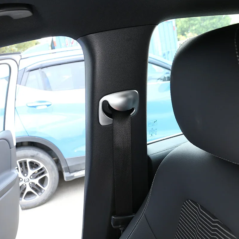 For Mercedes Benz B Class W247 2019-2020 ABS Silver/Carbon Fiber Car Seat Safety Belt Buckle Cover Stickers Car Accessories