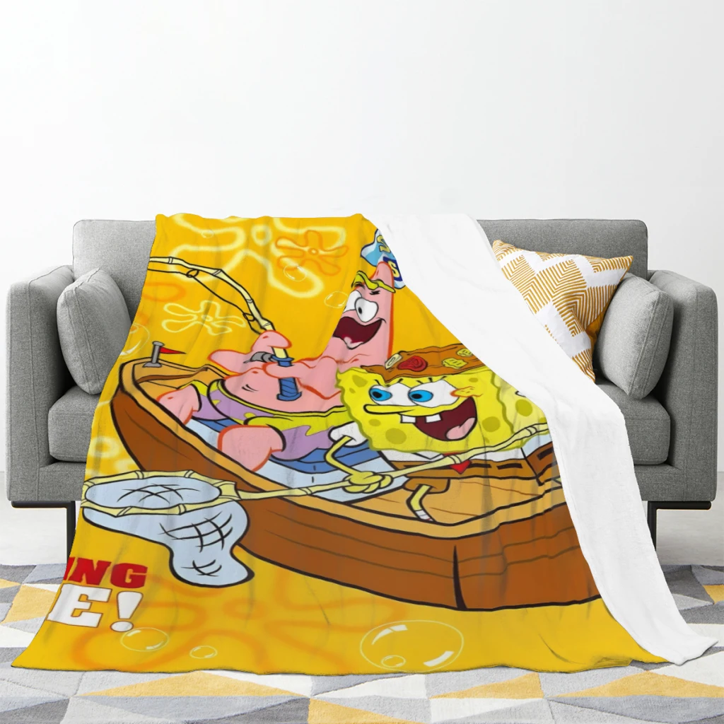 SpongeBob_A9N86Y (1) Medium Blanket Comforter Flannel Soft throw Blankets Warm Home and Decoration