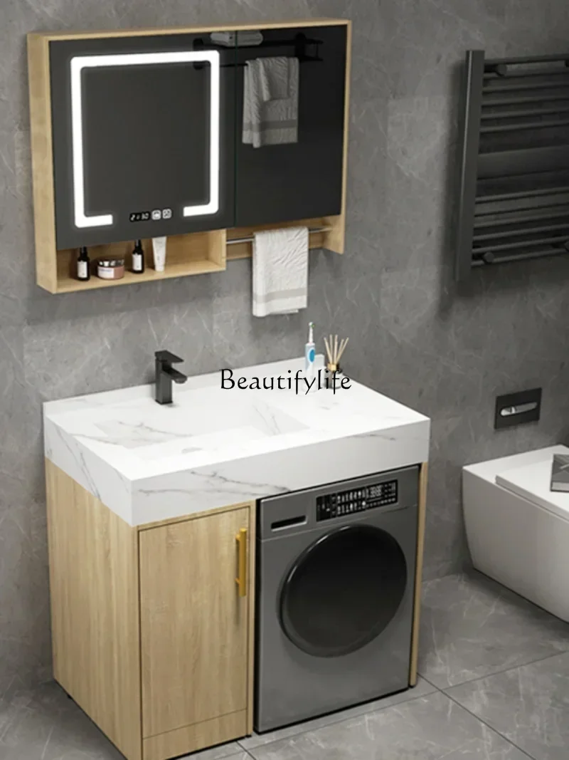 Balcony Washing Machine Cabinet Combination Drum Corner Cutting Washing Machine Partner Smart Stone Plate Bathroom Cabinet