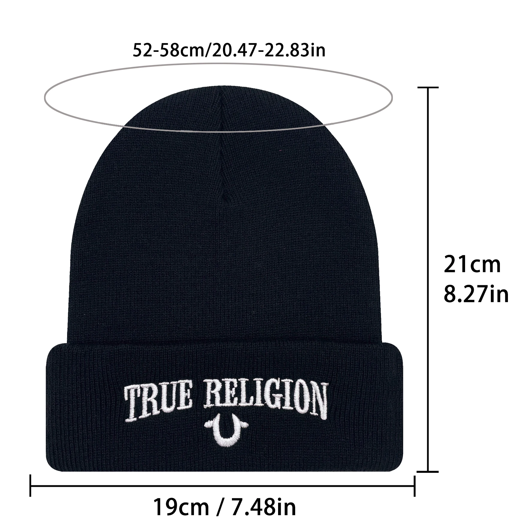 1PCS Fall and winter popular pullover hat letter embroidery hem knit hat Outdoor warm beanie hat