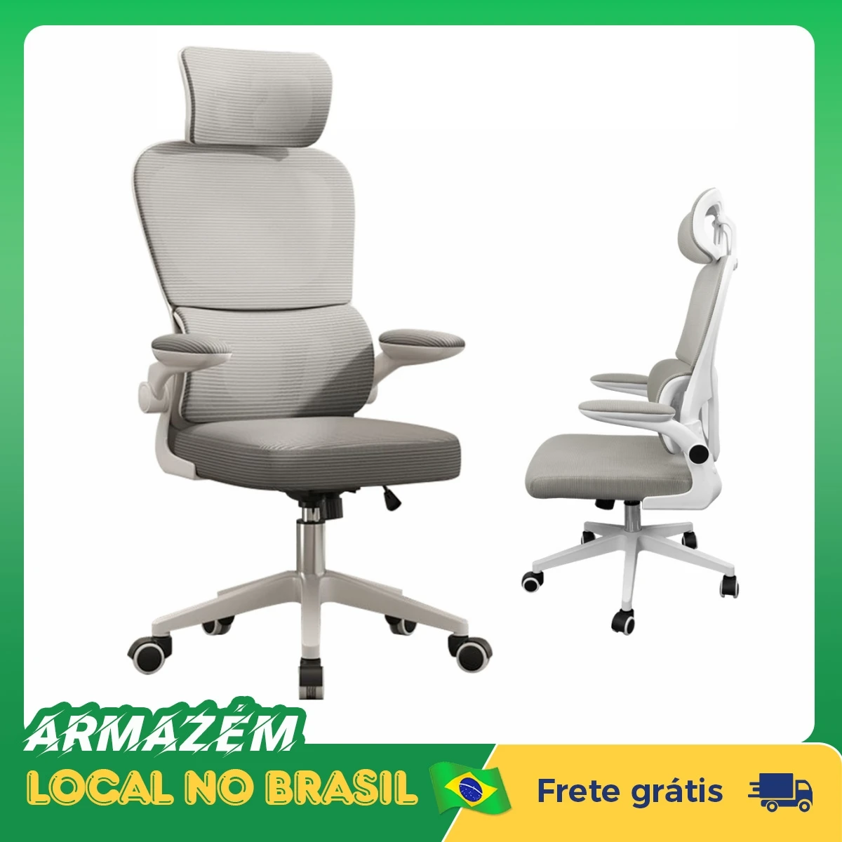 XHOCB07 Python Fly Ergonomischer Stuhl, Premium Grauer Bürostuhl, Möbelsitz, Atmungsaktiver Stoff