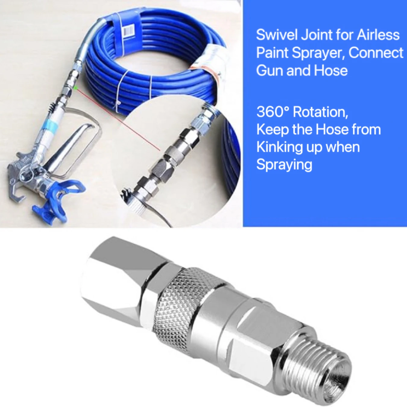 2 PCS 360 Degree Rotation 1/4-Inch Spray Guns Swivel Joint, High Pressure Spray Guns Swivel Joint for Paint Sprayers Hose