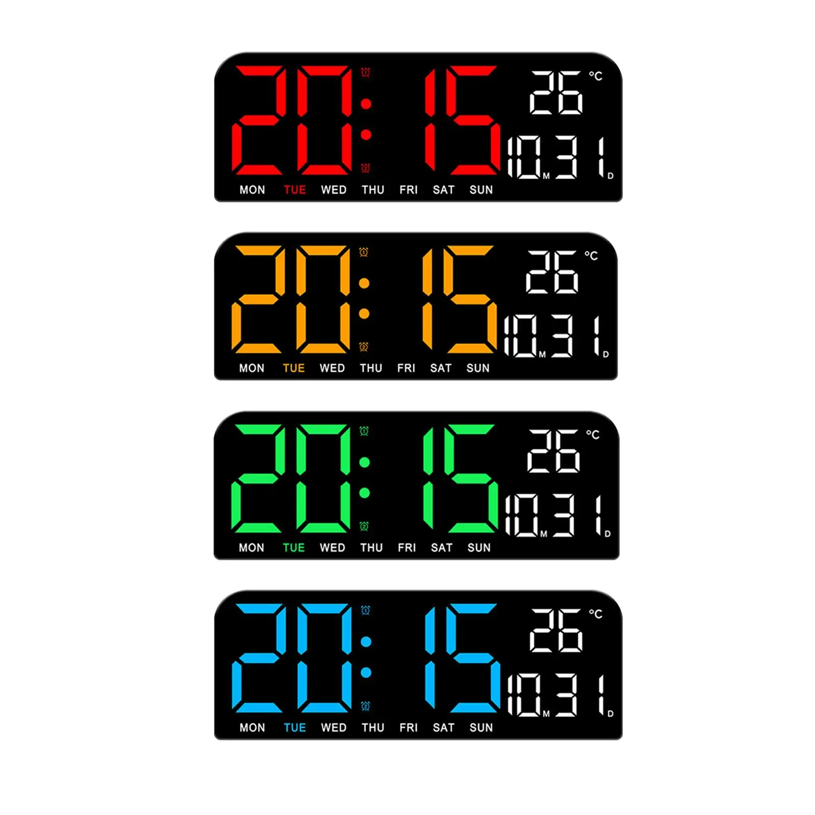 Digital Alarm Clock 4 Level Adjustable Brightness Wall Clock Desk Clock with Temperature Display for Office Living Room Shelf