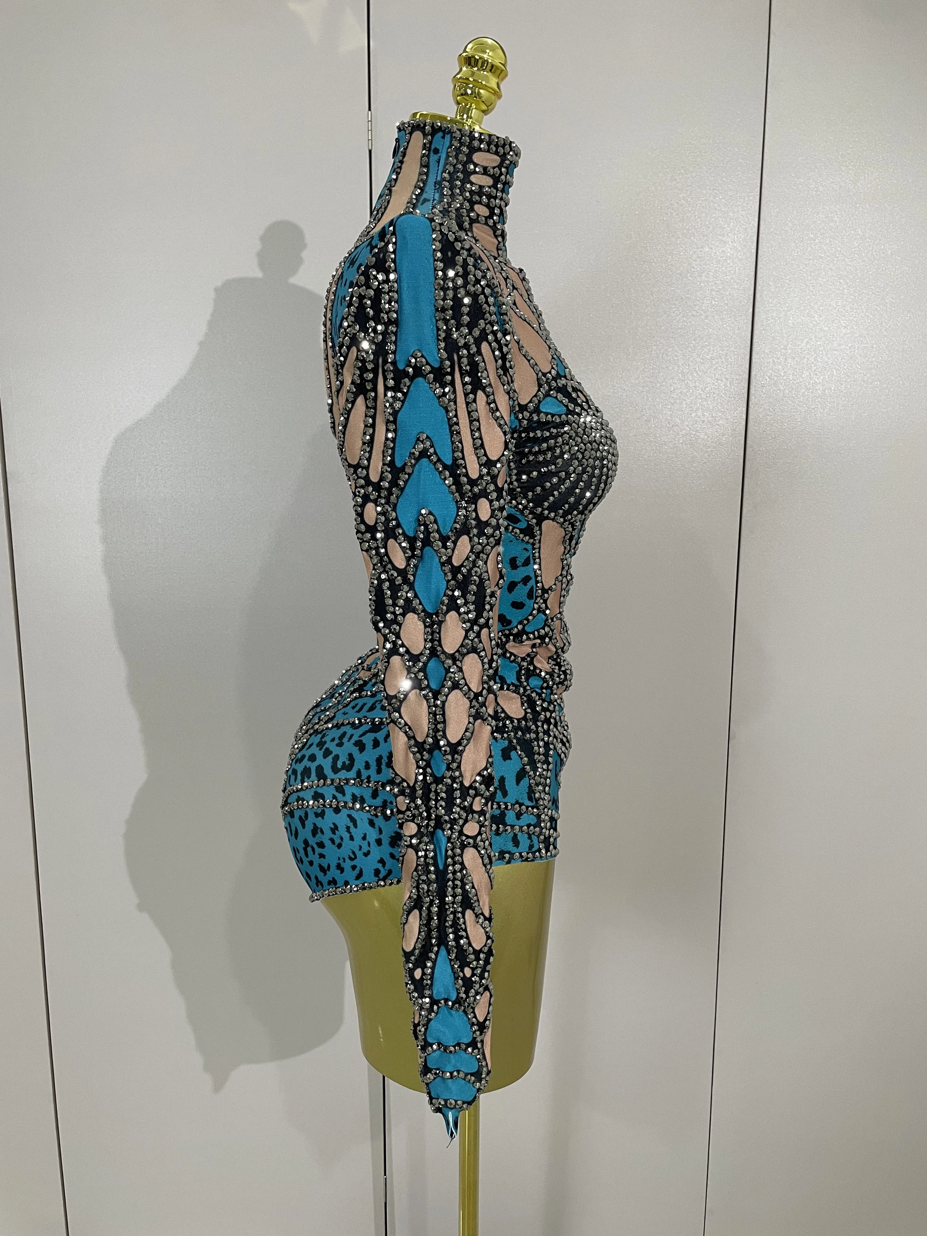 2025 brilho strass manga longa estiramento bodysuits feminino noite de luxo festa aniversário sexy boate bar palco traje