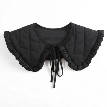 Kadın Kalın Yanlış Yaka Şal Yastıklı Kapitone Ekose Eşarp Boyun Isıtıcı