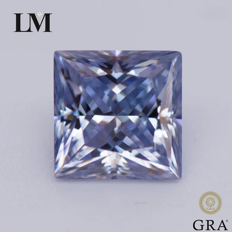 

Moissanite Gemstone Lavender Color Princess Cut Lab Grown Diamond Charms Advanced Jewelry Making Materials With GRA Certificate