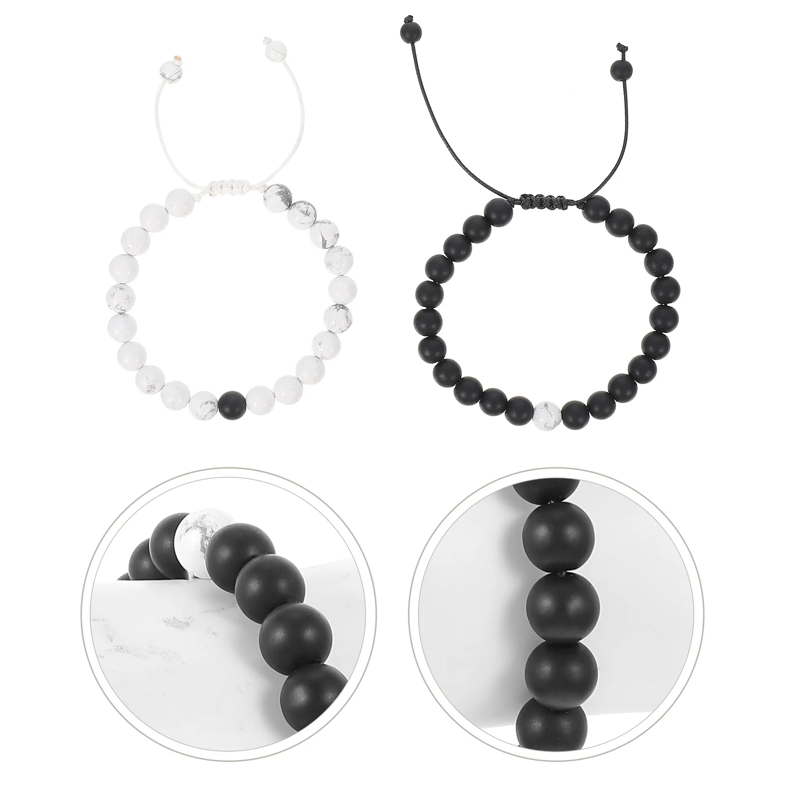 

2pcs Couples Bracelets Portable Beaded Matching Bracelets For Women Men Decorative Stone Wristband Festival Gift Accessory