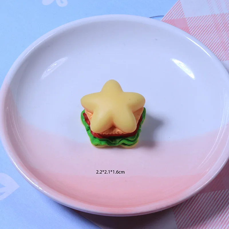 10pcs New Star shape Hamburger Flatback Resin Cabochon for DIY Handmade Hair Bow Decoration Headwear Accessories Bulk Supplier