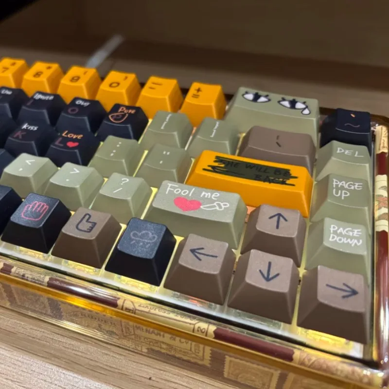 Venta caliente Milkyway Love Story Keycaps PBT sublimación día mediodía teclado mecánico personalizado teclas Retro alfombrillas de ratón marrones