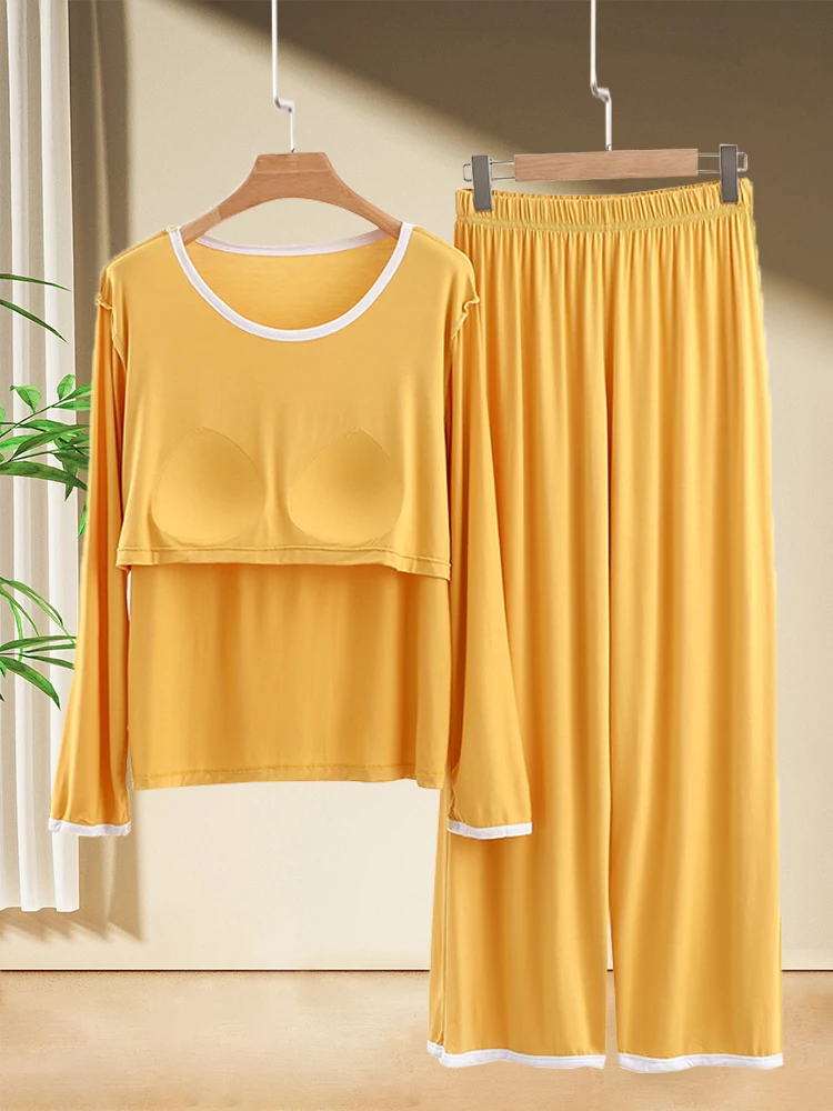 

Modal Cotton Spwear Top And Bot Set for Women Casual Loose Fit Long Sve Bra-Free Comfortable Home Clothes