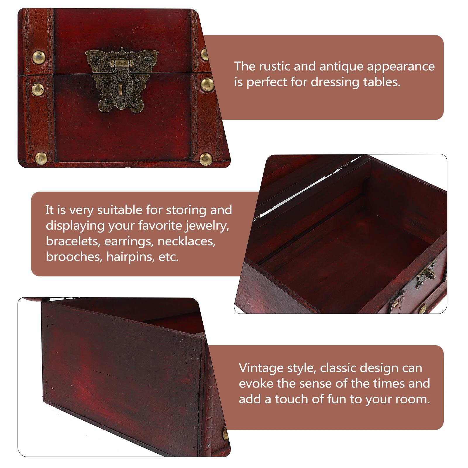 

Vintage Jewelry Holder Treasure Chest Chests Storage Container Sundries Retro Decor