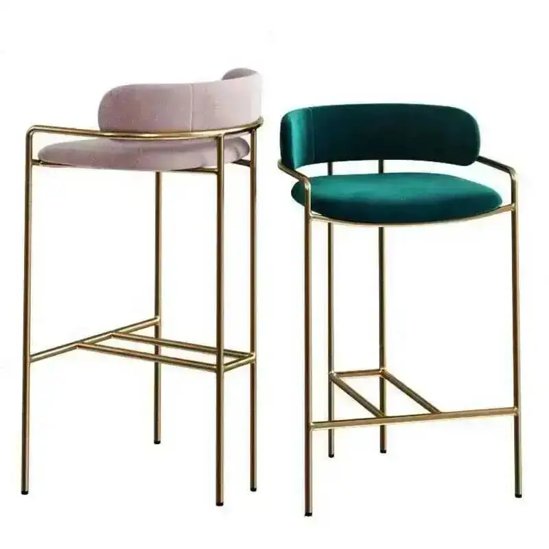 Chairs Furniture Nordic Wrought Iron Kitchen Bar Modern Minimalist High Bar Stool Creative Designer Cafe Back Armrest Bar Chair