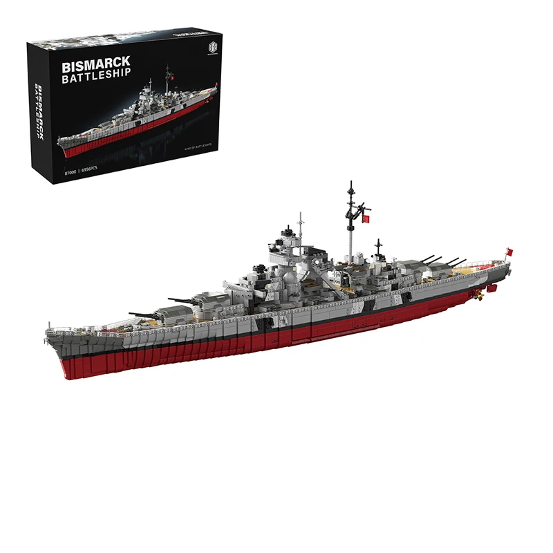 1:200 Klemmbausteine Militär KMS Bismarck Schlachtschiff Bausteine Set Marine Kriegsschiff Schlachtboot Montage-Modellbausatz für Erwachsene DIY Geschenk 6956 Teile