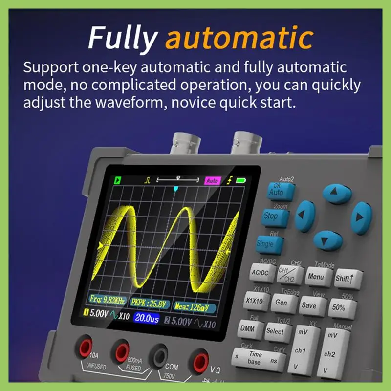 

ABJT-DSO3D12 3.2 Inch Desktop Digital Oscilloscope 120M Bandwidth Dual Channel Multimeter And Signal Generator 3 In 1 120M Black