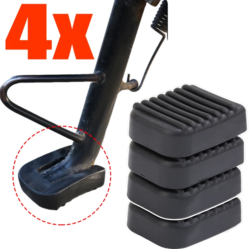 1-4pcs Motorcycle Black Rubber Motorcycle Stand Pad Foot Extension Support Foot Pad Base Motorcycle Side Stand Kickstand Parts