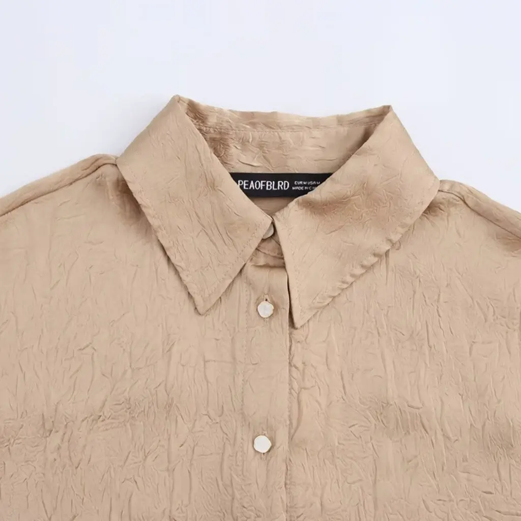 

Women's French-Style Long-Sleeve Shirt Irregular Hem Linen Loose Casual Versatile Early Spring New Arrival