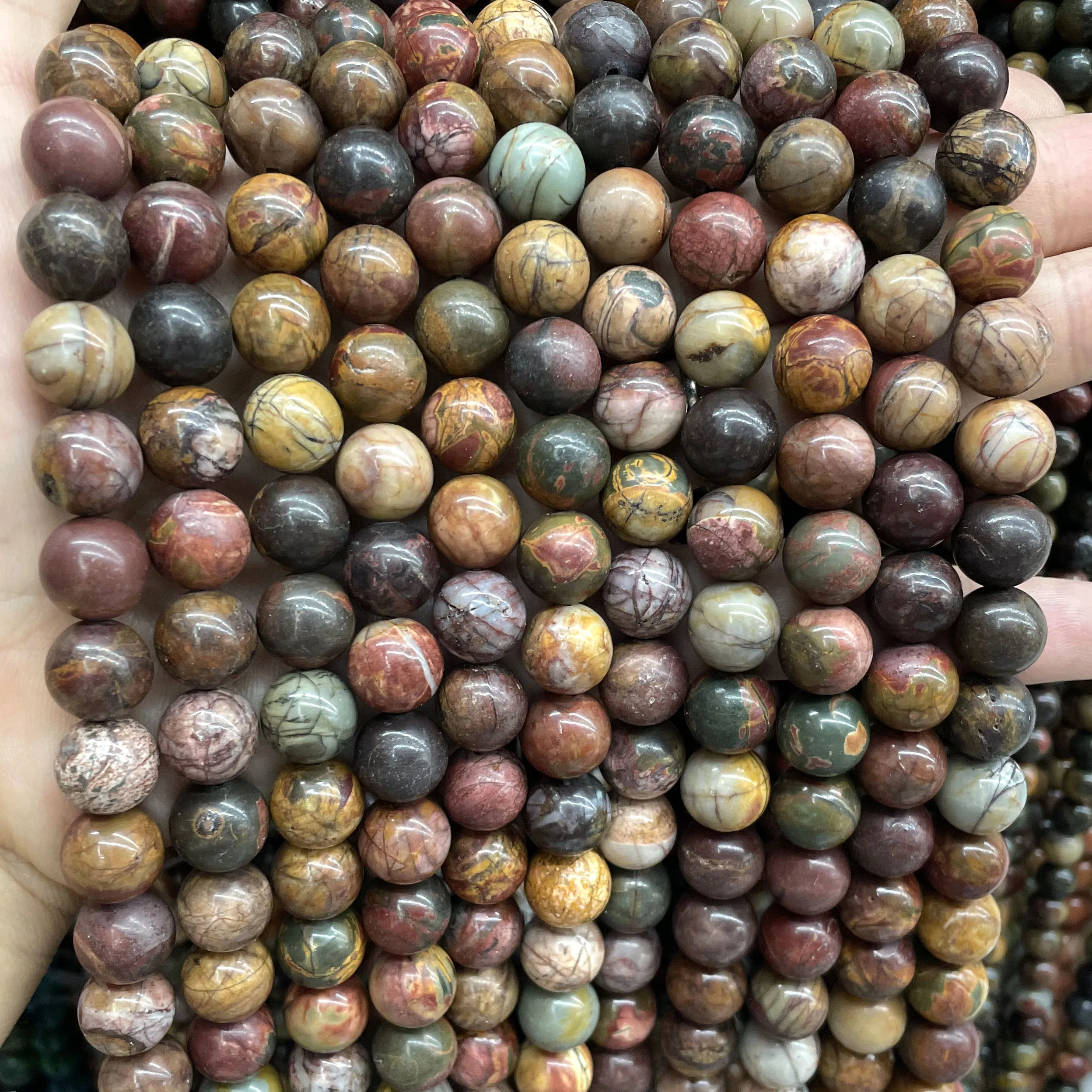 3 4 6 8 10 12MM Natural Stone Colorful Picasso Jasper Round Loose Beads For Jewelry Making DIY Bracelet Necklace Accessories