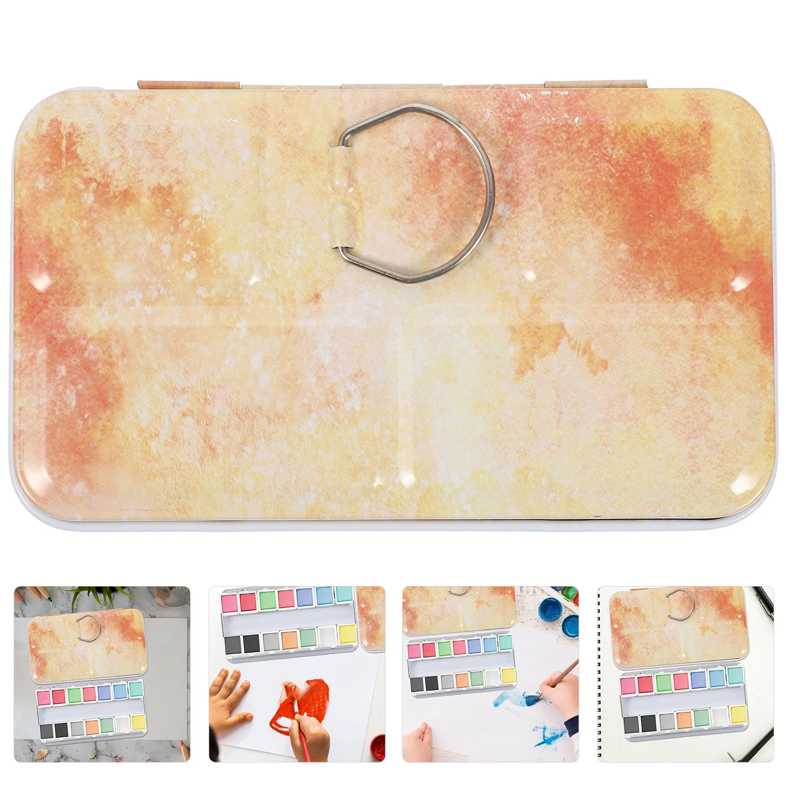 

Watercolor Tin Box Metal Pigment Case Empty Paint Palette Portable Art Color Mixing Container Iron Storage For Artists