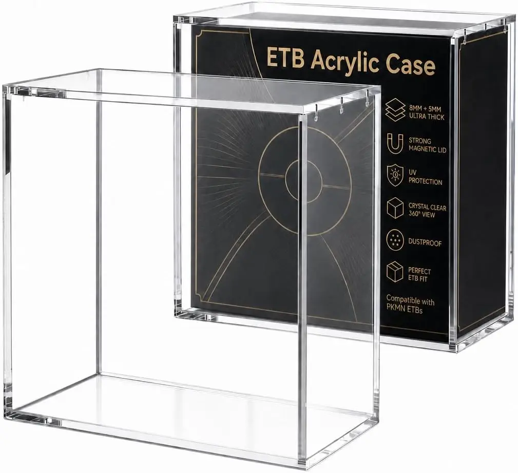 Budget Friendly Acrylic ETB Magnetic Display Case, Clear Elite Trainer Box Storage Protector, TCG Box Holder for Beginner Card Collectors
