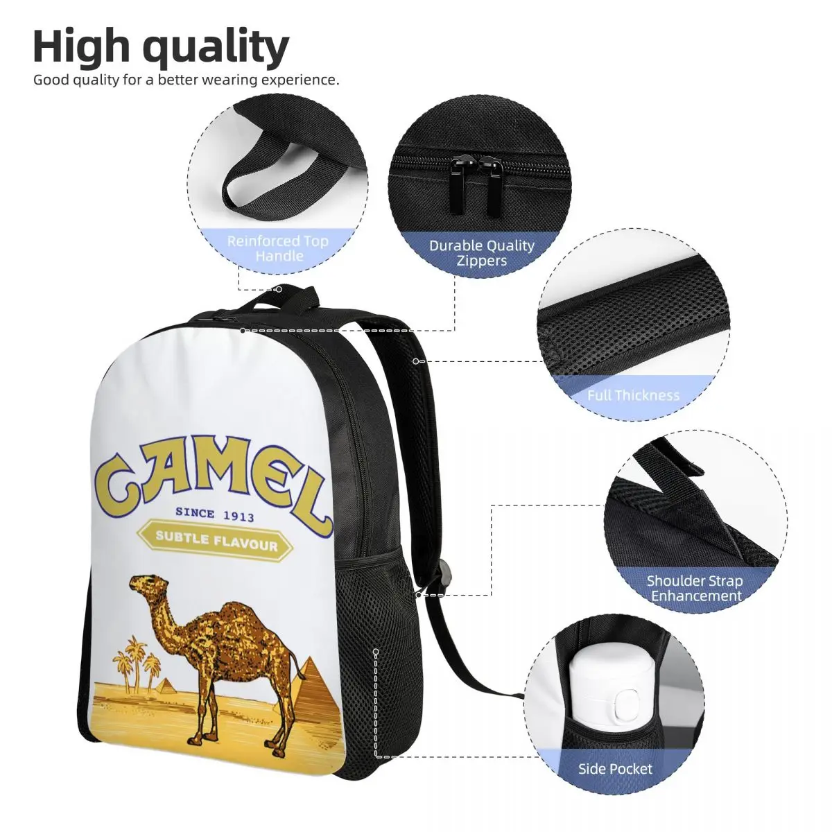 Zaino per studenti con sigarette cammello, borsa da scuola, escursionismo, viaggio, zaino per ragazzi e ragazze, borse a tracolla alla moda
