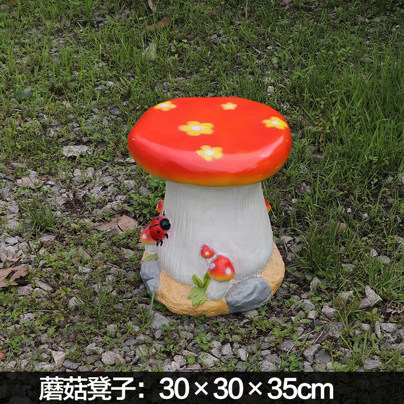 

Outdoor Cartoon Fruit Table And Chair Ornaments FRP Sculpture Mushroom Villa Garden Camping Chairs Decorative Stool Furniture