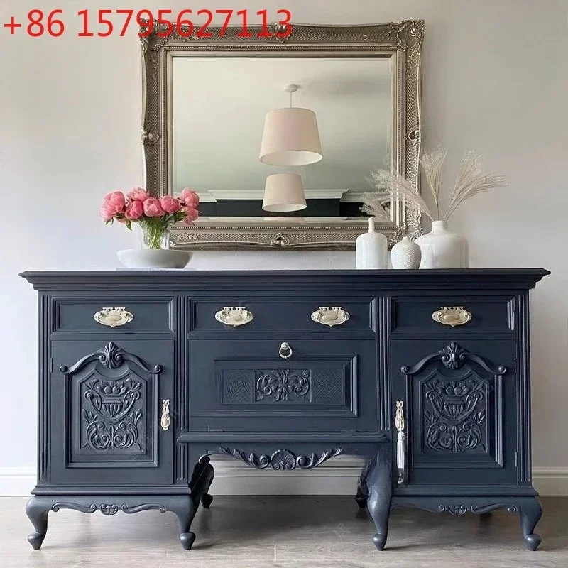 Nordic French retro old solid wood dining edge antique tableware entrance cabinet