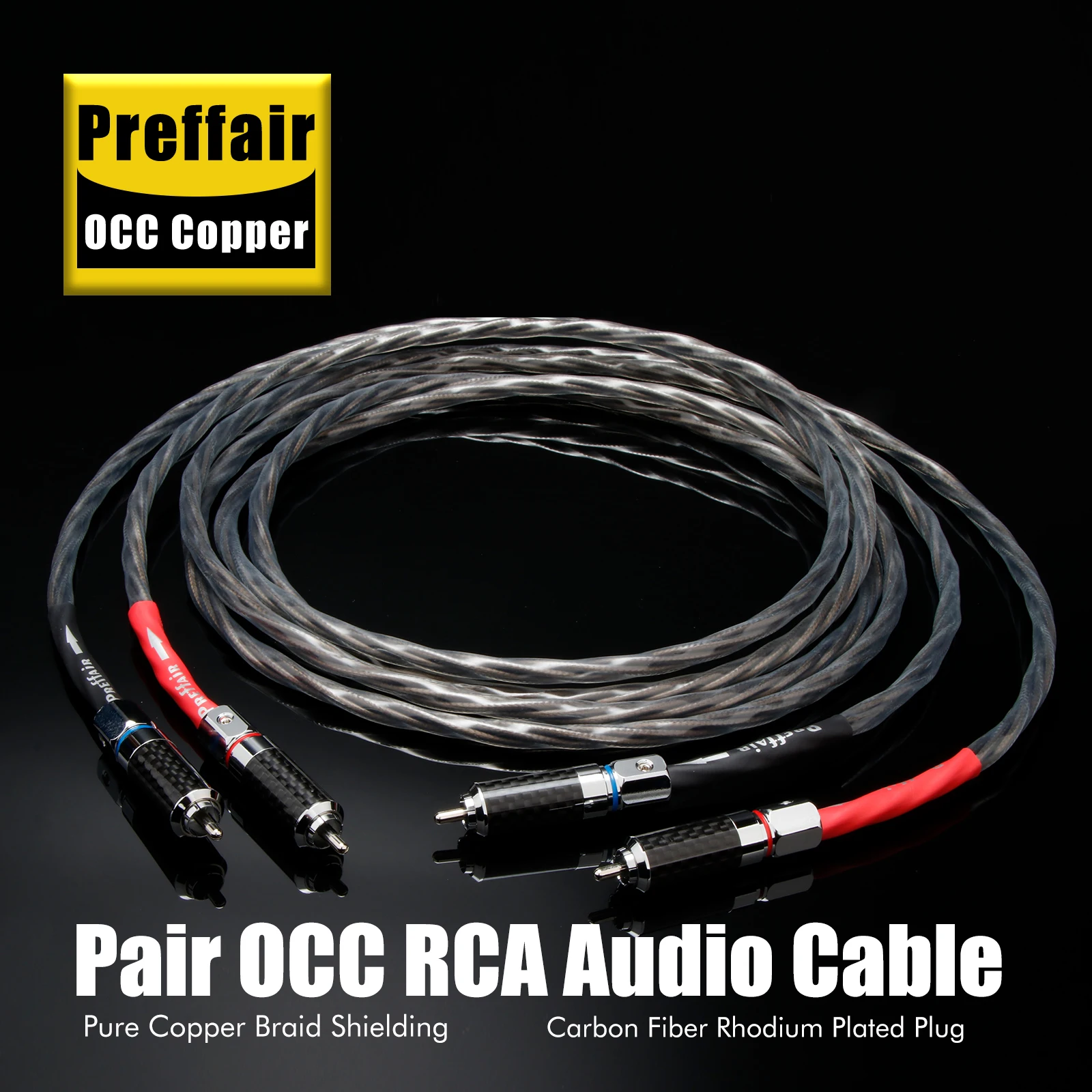 Paar RCA-Kabel 7n OCC versilbertes XLR-Kabel Verbindungskabel mit Kohlefaser-Rhodium-Steckern – Detail 1