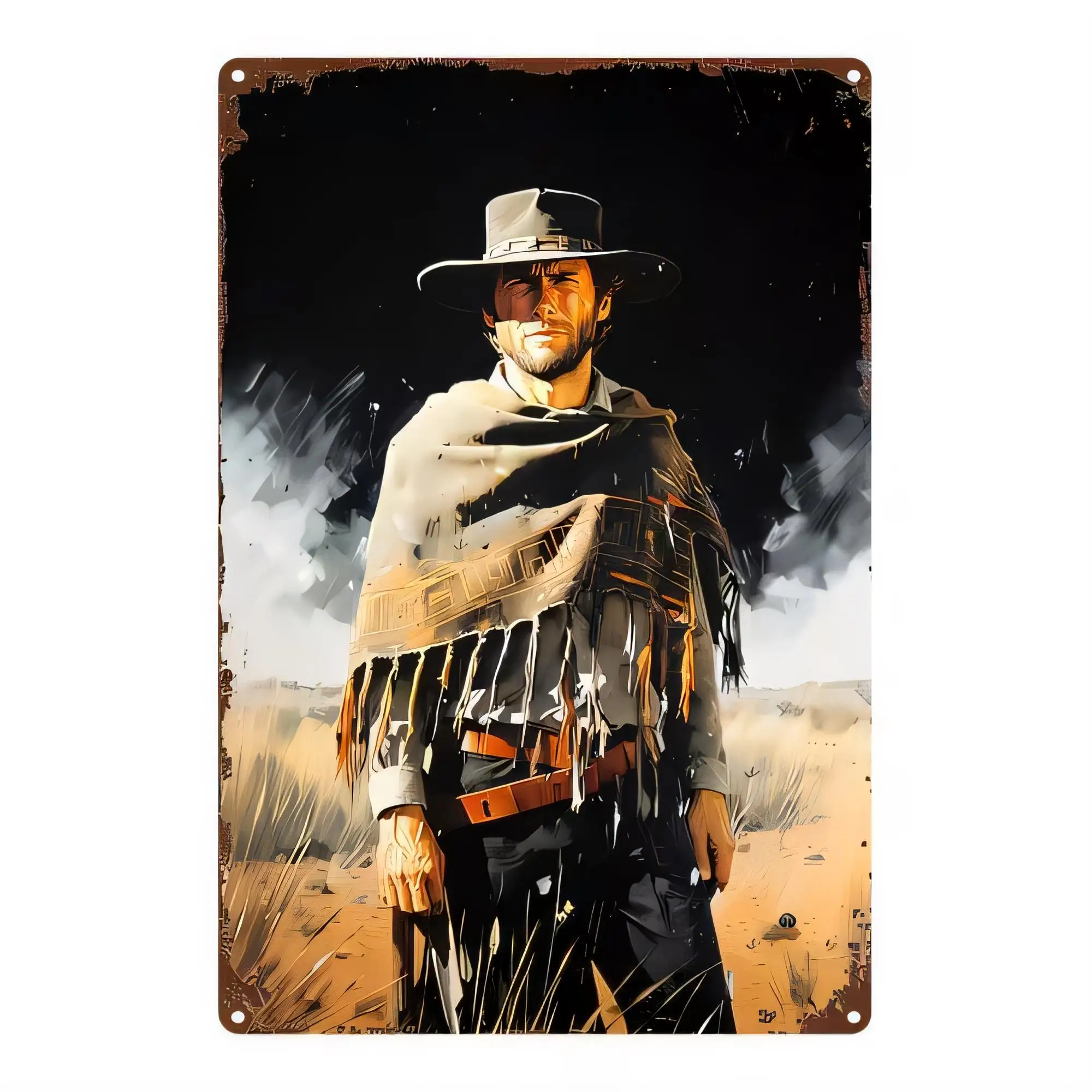 Tin Sign Cowboy in Dust Western Metal Wall Art Vintage Rustic Farm Ranch Decor for Bar Pub Man Cave   Retro Poster Home Decorati
