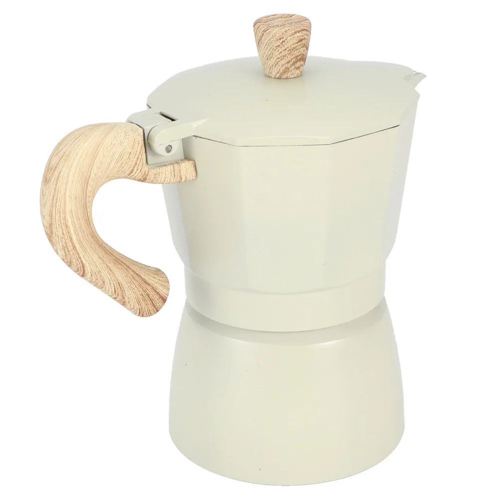 Aluminium Aluminium Moka Pot Octagonal 150ML/300ML Moka Pot 3-Cup/6-Cup Faint Yellow Stovetop Espresso Maker Coffee Shop