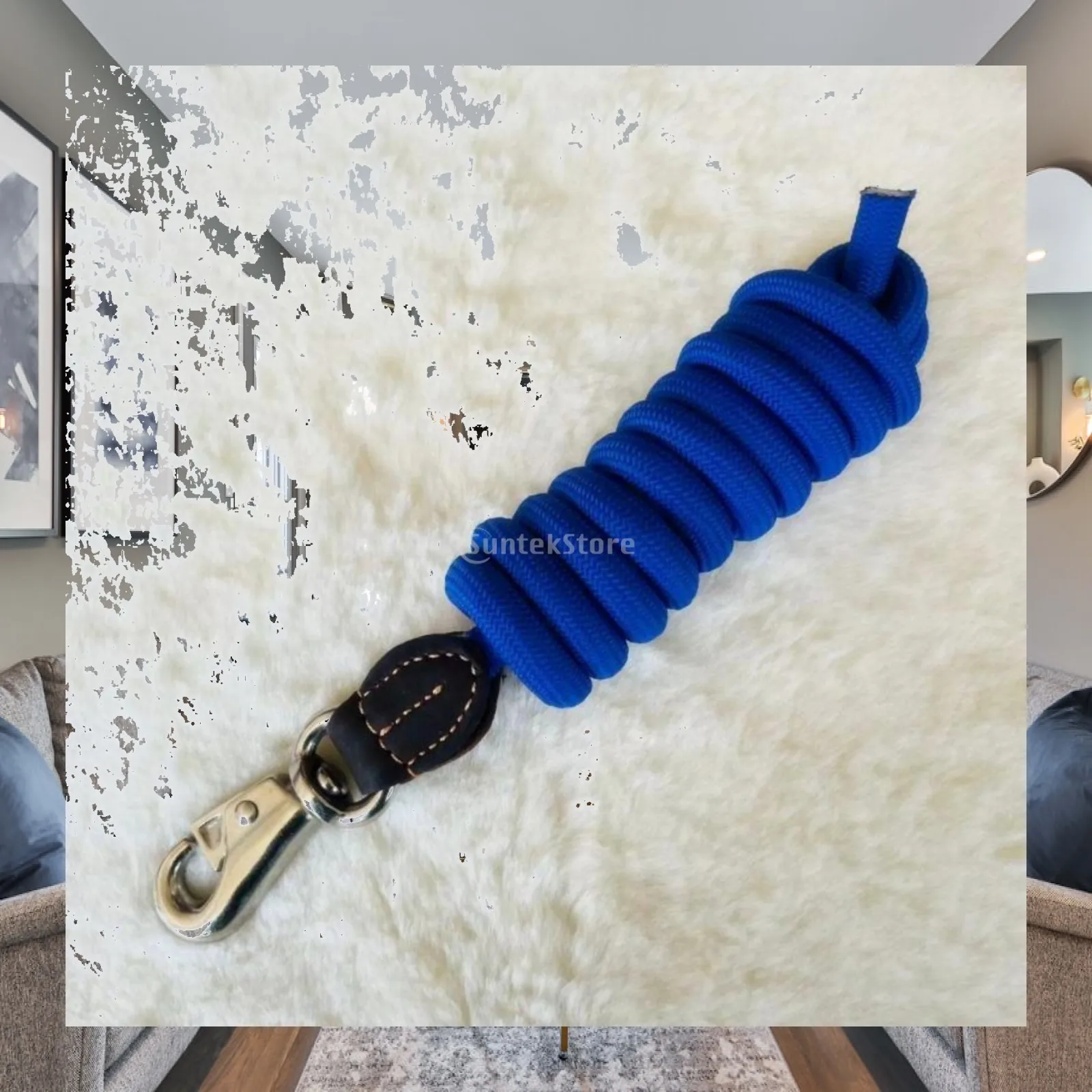 Comfortable Grip Horse Lead Rope Soft Braided Cotton Tie and Lunge Line with Solid Brass Snap for Yard Work