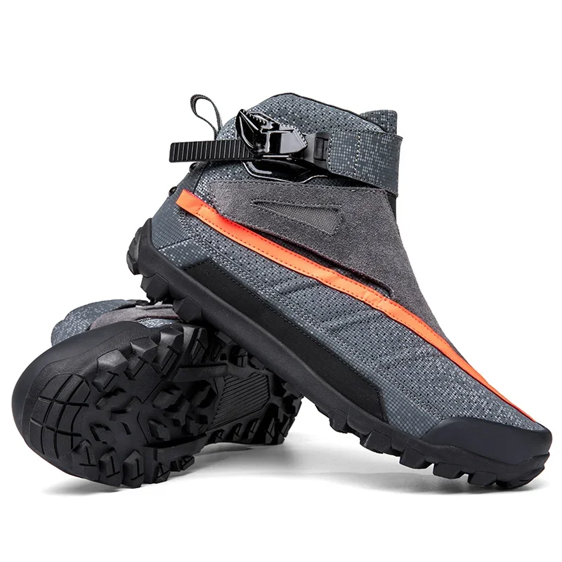 Men Motorcycle Riding Boots Leather Moto Shoes Anti Slip Rubber Sole Off Road Motocross Touring Casual Biker Footwear