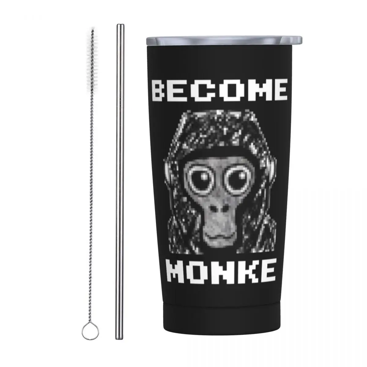 Gorilla Tag Become Monke - Gtag Monkey Stainless Steel Tumbler Vacuum Insulated Mug Thermal Cold Cup Straw With Lid 20oz