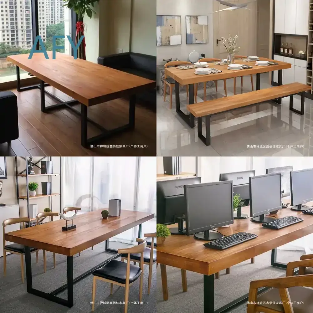 Wooden Office Desk for Modern Home Office Workstation for Meetings and Casual Use for Coffee Shop Bar Dining Table for