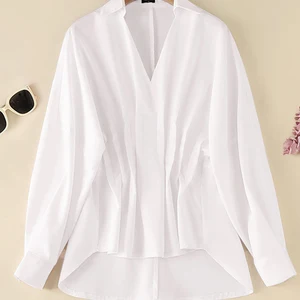 Vonda-Bulk Casual Plisada Frau, Langarmhemden, sinnliche Tops, Bug, feste Farbe, Plus Größe, 5xl, Mode, 2024 10 Hauptverkäufe Black Plus Size Bluse - №10