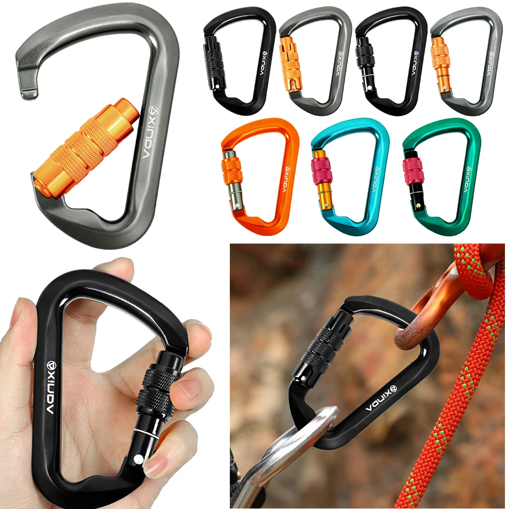 30kN Locking Carabiner Heavy Duty Rock Climbing Carabiner Mountain Caribiniers for Rock Climbing Rappelling and Mountaineering