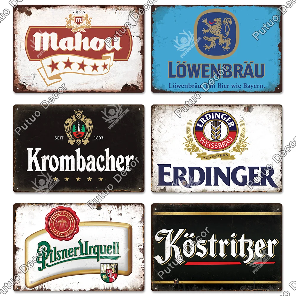 Putuo Decor Germany Beer Brand Metal Sign Plaque Metal Vintage Tin Sign for Bar Pub Man Cave Kitchen Club Bar Wall Home Decor